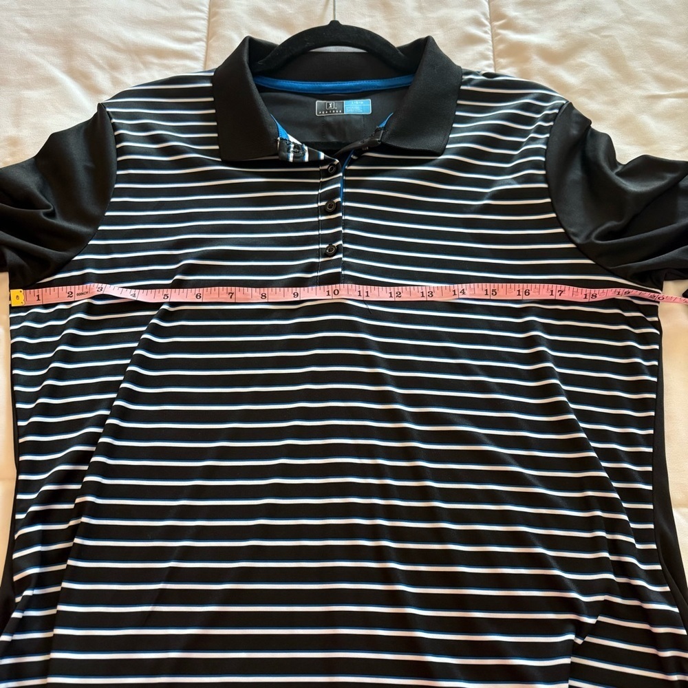 PGA Tour Women’s Black with Blue and White Stripes Long Sleeve Polo Shirt - Picture 7 of 9
